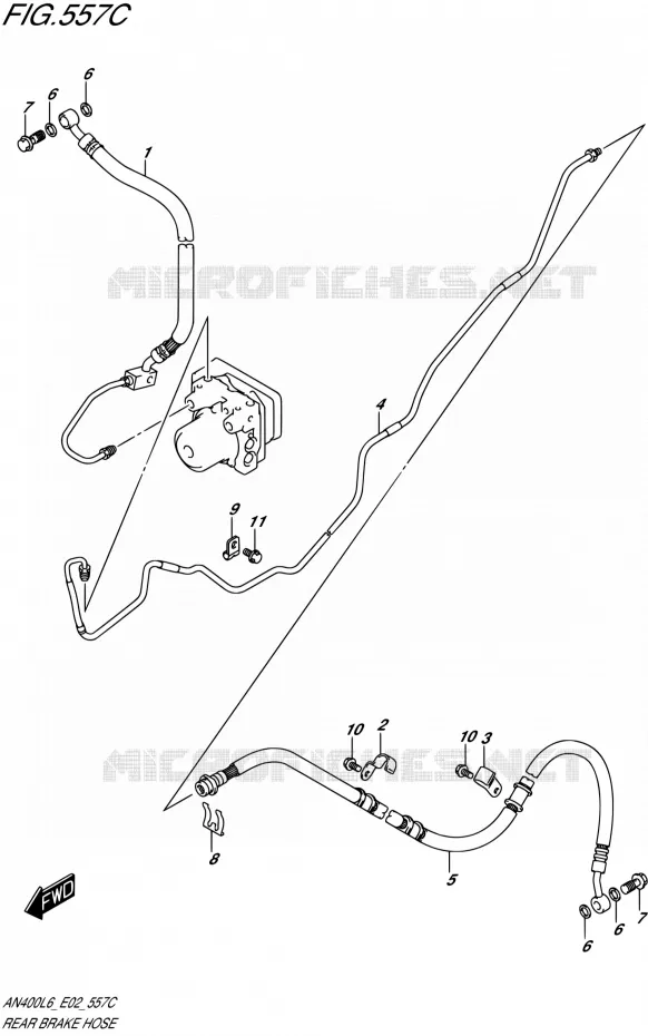 ACHTER REMSLANG (AN400AL6 E19) Suzuki SCOOTER 400 BURGMAN 2016  AN400A L6 (E19)