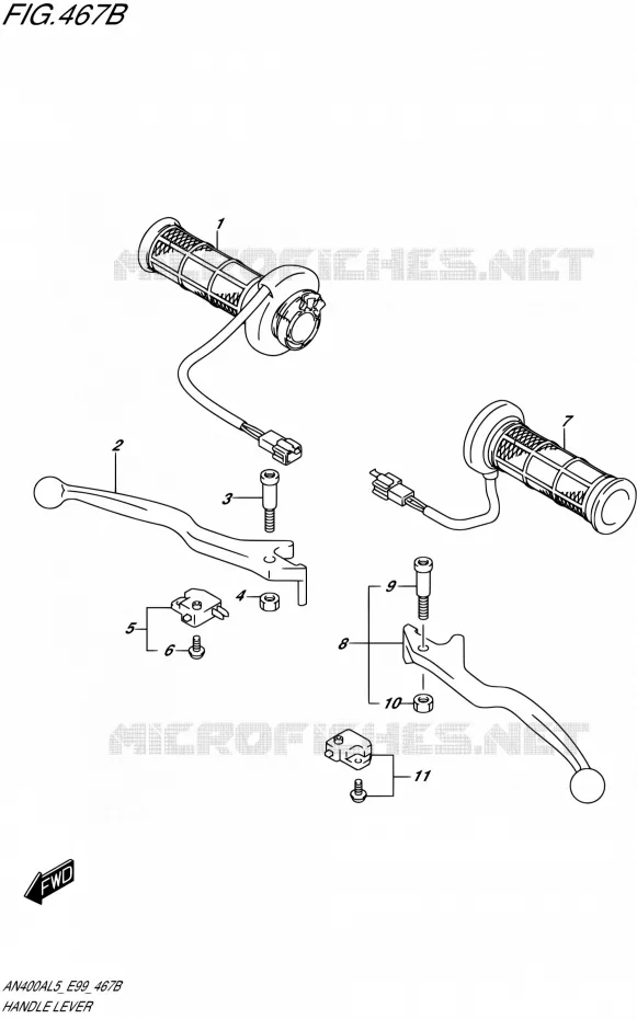 HANDGRIPS - LEVERS (AN400ZAL5 E99) Suzuki SCOOTER 400 BURGMAN 2015  AN400ZA L5 (E99)