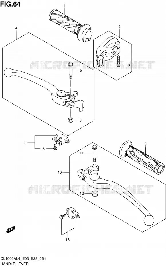 HANDGRIPS - LEVERS Suzuki MOTO 1000 V-STROM 2014  DL1000A L4 (E03,E28,E33)