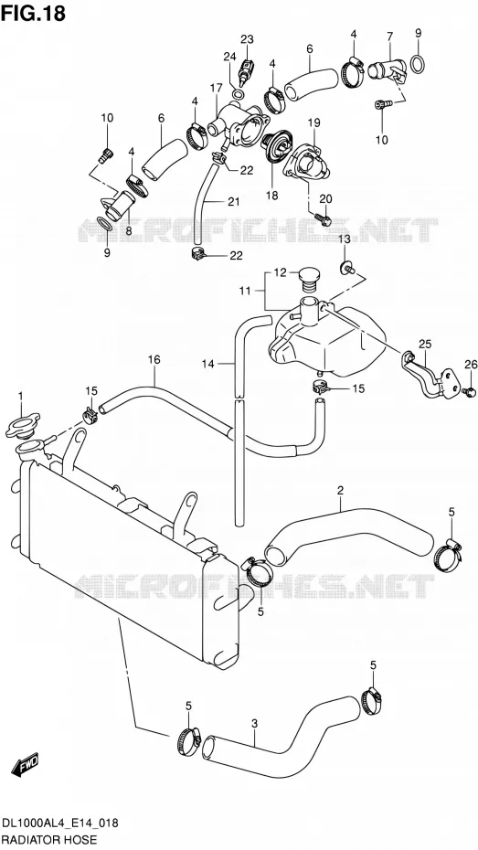 RADIATOR SLANG Suzuki MOTO 1000 V-STROM 2014  DL1000A L4 (E14)