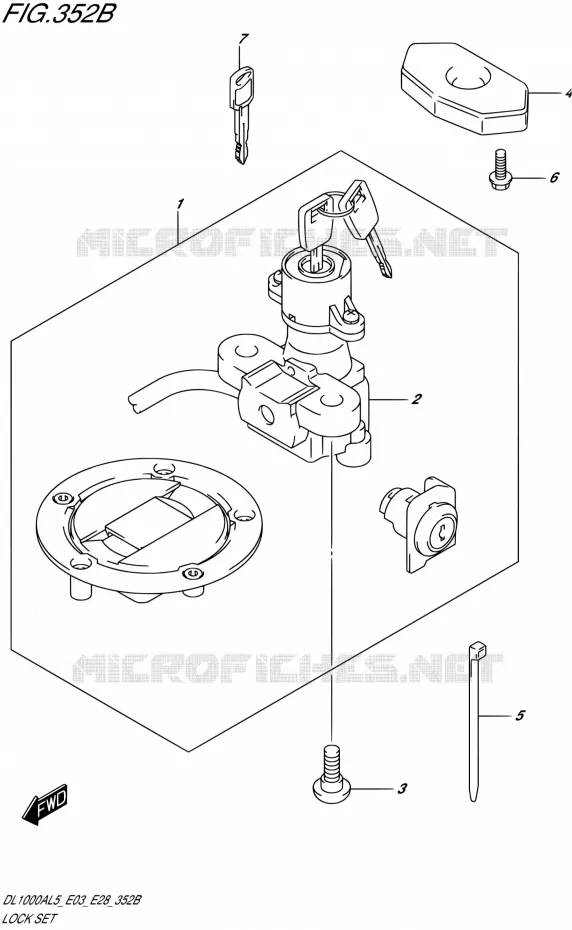 LOCK SET (DL1000AL5 E03) Suzuki MOTO 1000 V-STROM 2015  DL1000A L5 (E03,E28,E33)