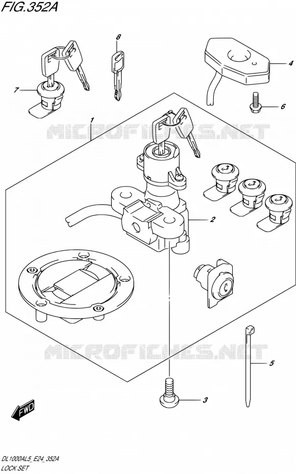 LOCK SET (FOR PANNIR CASE) Suzuki MOTO 1000 V-STROM 2015  DL1000A L5 (E24)