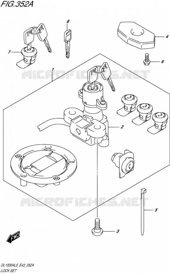 LOCK SET (FOR PANNIR CASE) Suzuki MOTO 1000 V-STROM 2015  DL1000A L5 (E43)