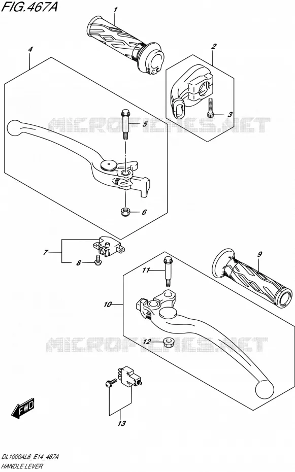 HANDGRIPS - LEVERS Suzuki MOTO 1000 V-STROM 2016  DL1000A L6 (E14)