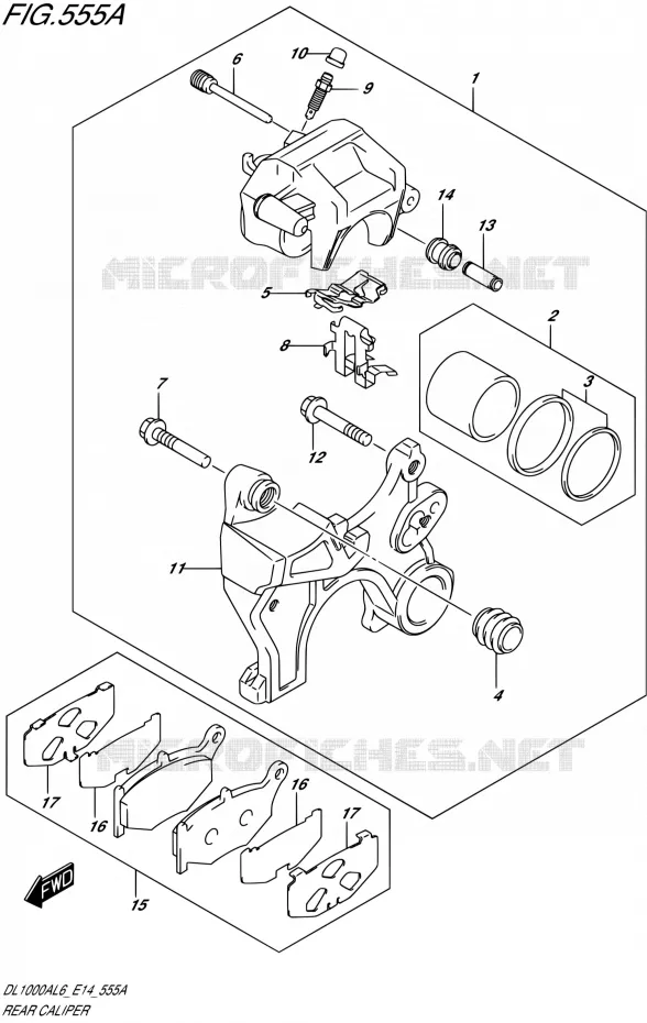 REAR CALIPER Suzuki MOTO 1000 V-STROM 2016  DL1000A L6 (E14)