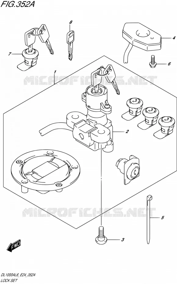 LOCK SET (FOR PANNIR CASE) Suzuki MOTO 1000 V-STROM 2016  DL1000A L6 (E24)