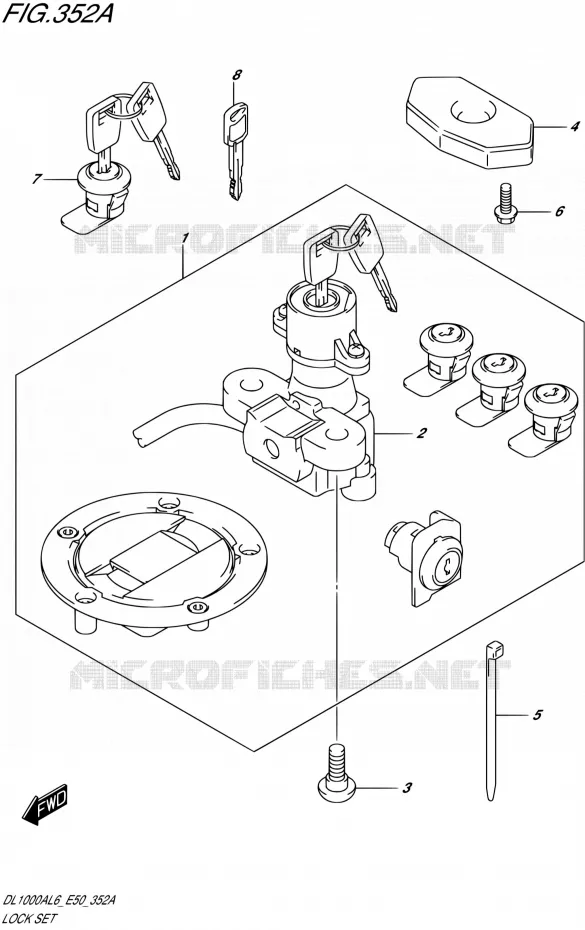 LOCK SET (FOR PANNIR CASE) Suzuki MOTO 1000 V-STROM 2016  DL1000A L6 (E50)
