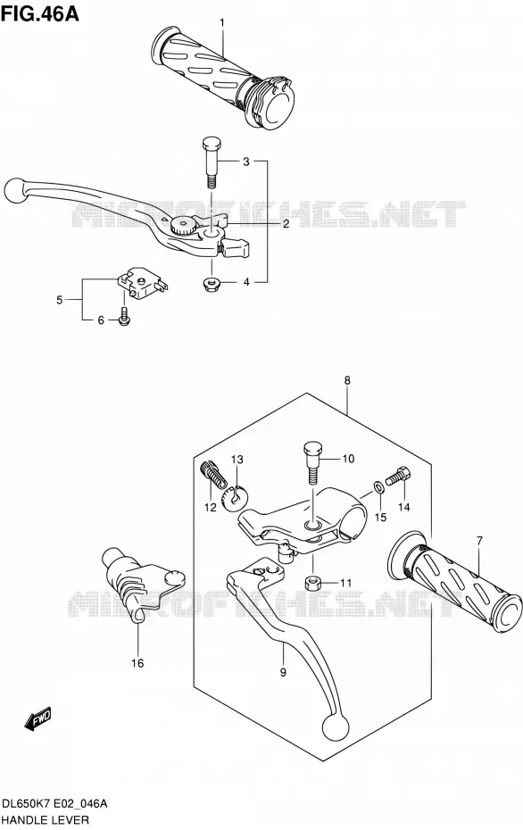 HANDGRIPS - LEVERS (MODEL K9 E02,E19,E24) Suzuki MOTO 650 V-STROM 2010  DL650A L0 (E02,E19,E24)