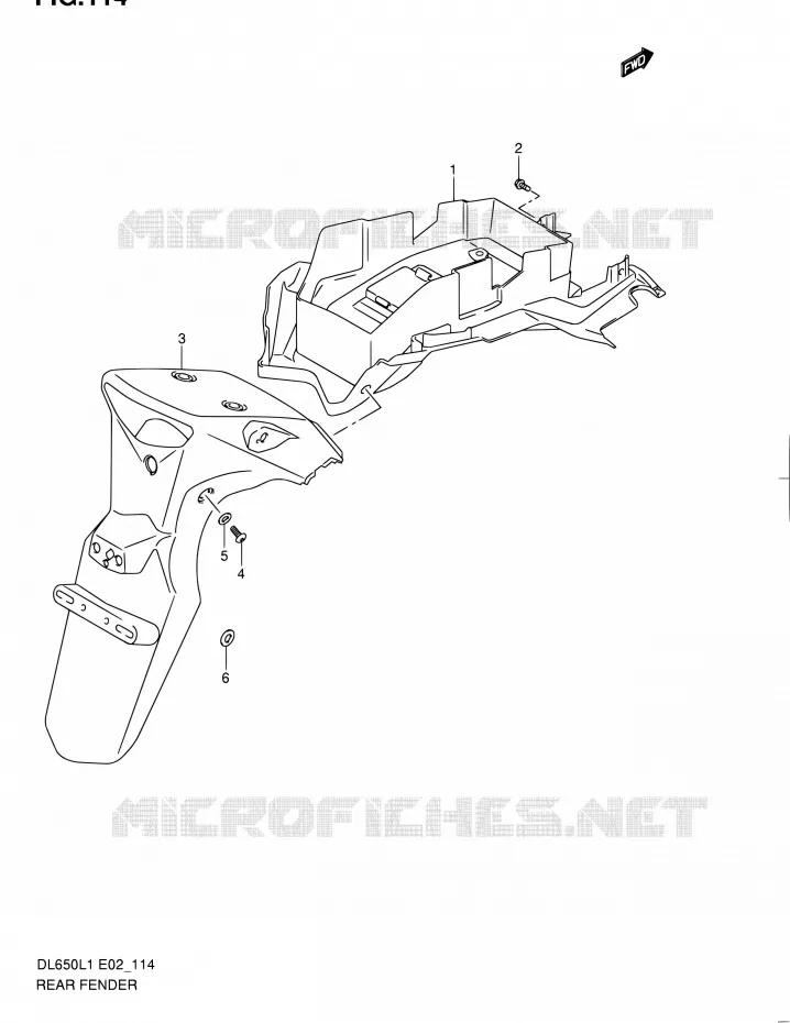 ACHTERSPATBORD (DL650AL1 E24) Suzuki MOTO 650 V-STROM 2011  DL650A L1 (E02,E19,E24)