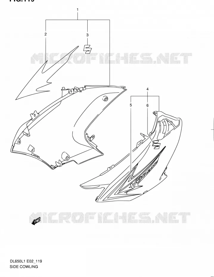 SIDE KUIP Suzuki MOTO 650 V-STROM 2011  DL650A L1 (E02,E19,E24)