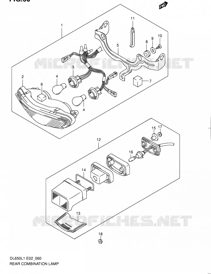 TAIL LIGHT ASSY Suzuki MOTO 650 V-STROM 2011  DL650A L1 (E02,E19,E24)