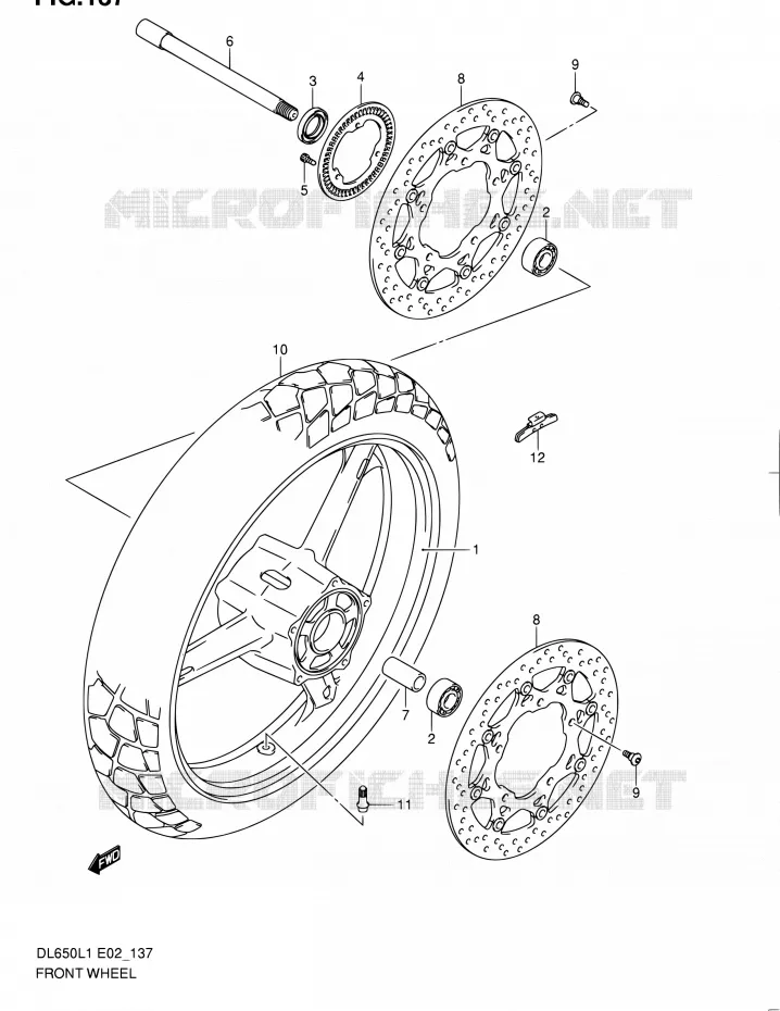VOORWIEL (DL650AL1 E19) Suzuki MOTO 650 V-STROM 2011  DL650A L1 (E02,E19,E24)