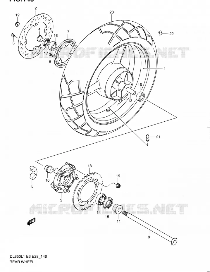 ACHTERWIEL (DL650AL1 E28) Suzuki MOTO 650 V-STROM 2011  DL650A L1 (E03,E28,E33)