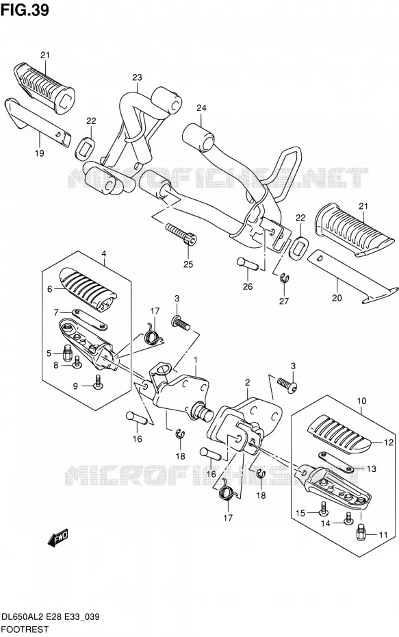 FOOTREST Suzuki MOTO 650 V-STROM 2012  DL650A L2 (E03,E28,E33)