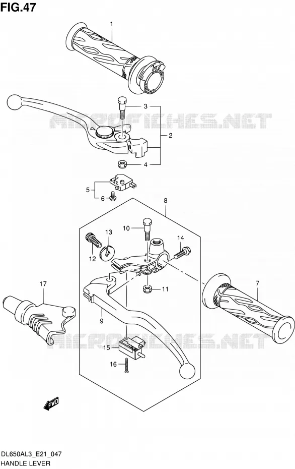 HANDGRIPS - LEVERS Suzuki MOTO 650 V-STROM 2013  DL650A L3 (E21)