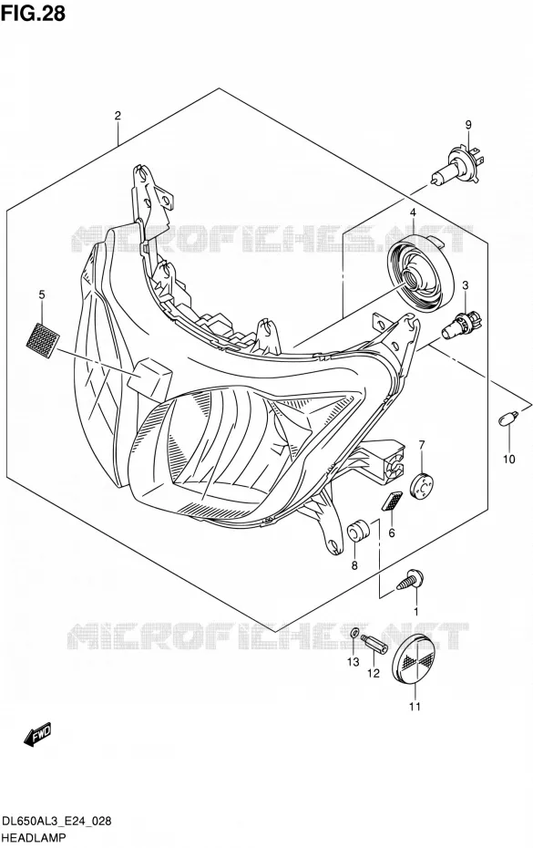 KOPLAMP Suzuki MOTO 650 V-STROM 2013  DL650A L3 (E24)