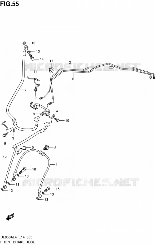FRONT REMSLANG Suzuki MOTO 650 V-STROM 2014  DL650A L4 (E14)