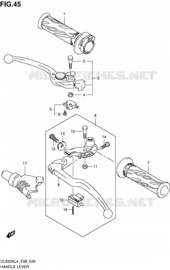 HANDGRIPS - LEVERS Suzuki MOTO 650 V-STROM 2015  DL650A L4 (E99)