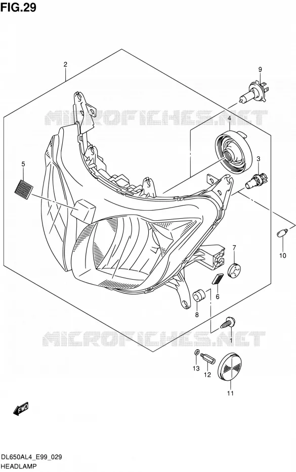 KOPLAMP (WITH REFLECTOR) Suzuki MOTO 650 V-STROM 2015  DL650A L4 (E99)