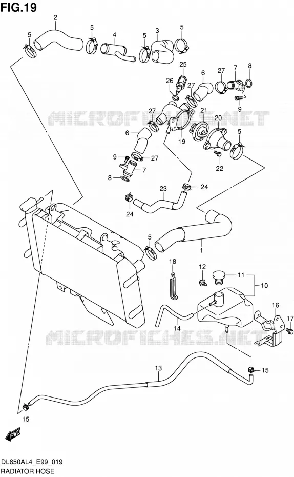 RADIATOR SLANG Suzuki MOTO 650 V-STROM 2014  DL650A L4 (E99)
