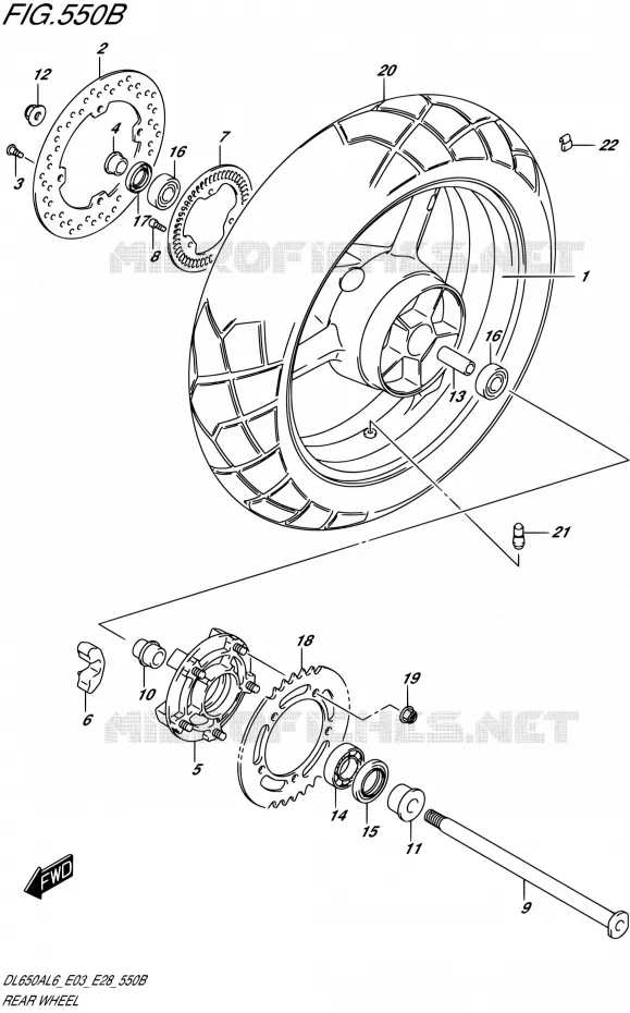 ACHTERWIEL (DL650AL6 E33) Suzuki MOTO 650 V-STROM 2016  DL650A L6 (E03,E28)