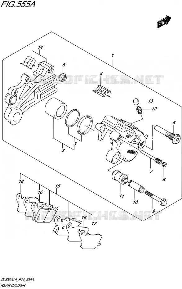 REAR CALIPER Suzuki MOTO 650 V-STROM 2016  DL650A L6/DL650XA L6 (E14)