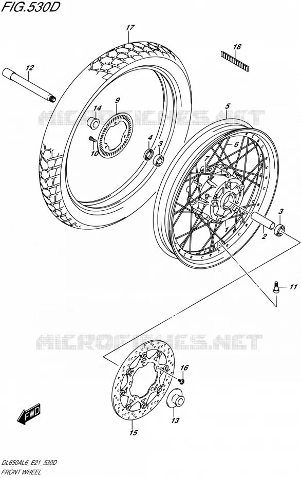 VOORWIEL (DL650XAUEL6 E21) Suzuki MOTO 650 V-STROM 2016  DL650XAUE L6 (E21)