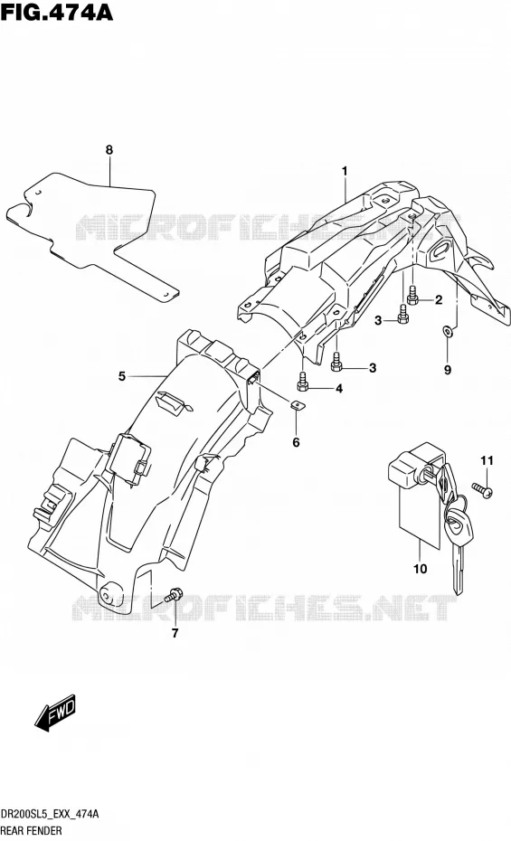 ACHTERSPATBORD Suzuki MOTO 200 DR 2015  DR200S L5 (E03,E28,E33)