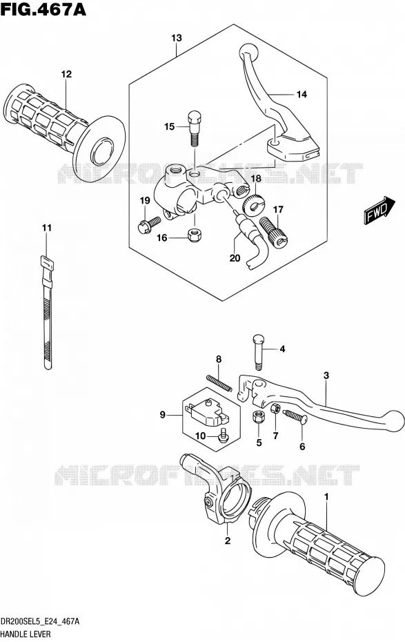 HANDGRIPS - LEVERS Suzuki MOTO 200 DR 2015  DR200SE L5 (E24)