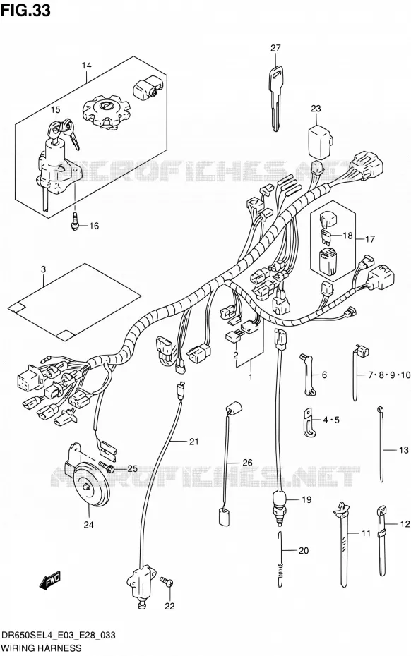 BEDRADING (DR650SEL4 E28) Suzuki MOTO 650 DR 2014  DR650SE L4 (E03,E28,E33)