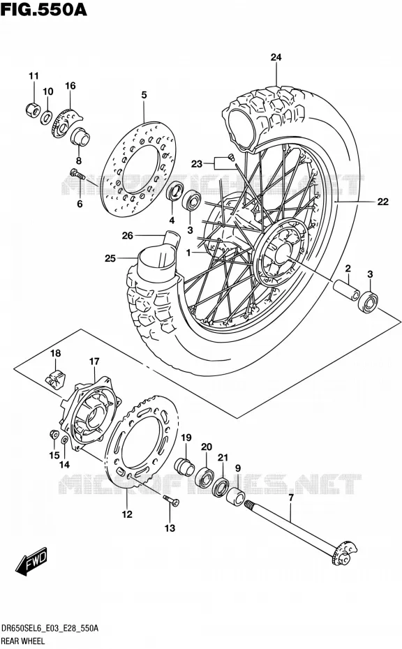 ACHTERWIEL Suzuki MOTO 650 DR 2016  DR650SE L6 (E03,E28,E33)