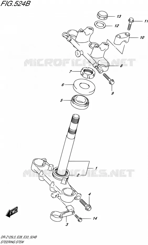 STUURKOLOM (DR-Z125L5 E33) Suzuki MOTO 125 DR-Z 2015  DR-Z125L L5