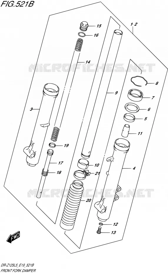 VOORVORK (DR-Z125LL5 E19) Suzuki MOTO 125 DR-Z 2015  DR-Z125L L5 (E19)