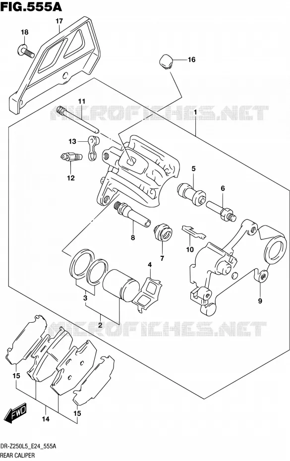 REAR CALIPER Suzuki MOTO 250 DR-Z 2015  DR-Z250 L5 (E24)