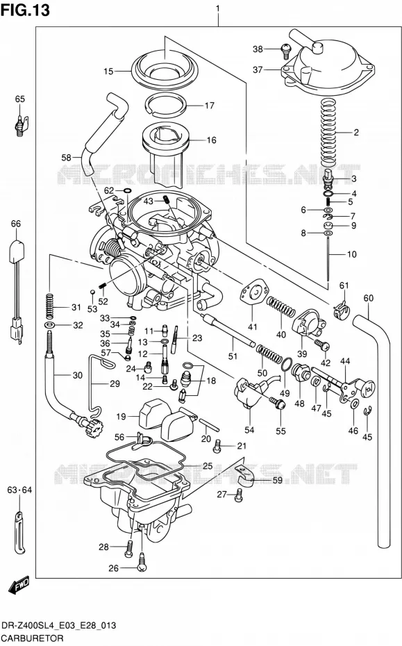 CARBURATOR (DR-Z400SL4 E28) Suzuki MOTO 400 DR-Z 2014  DR-Z400S L4 (E03,E28,E33)