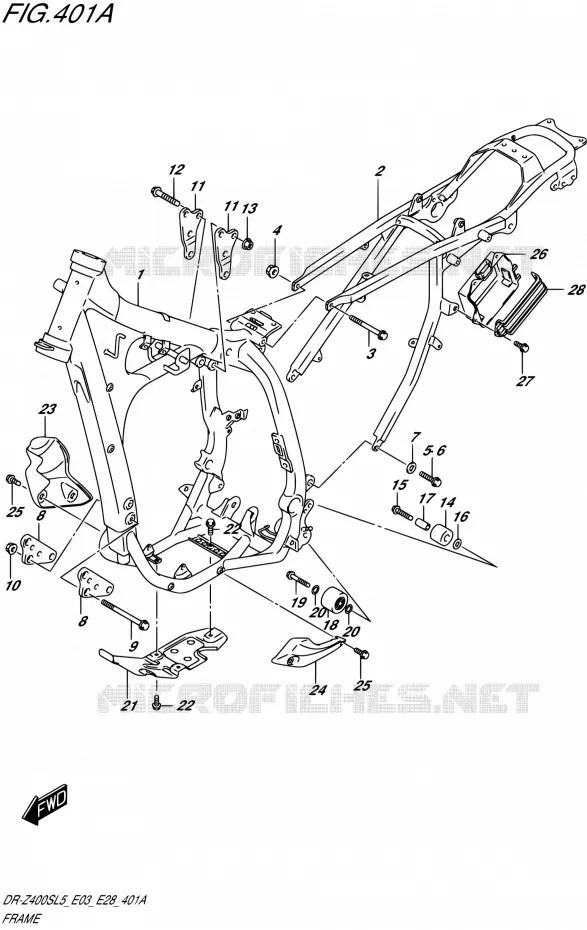 FRAME Suzuki MOTO 400 DR-Z 2015  DR-Z400S L5 (E03,E28,E33)