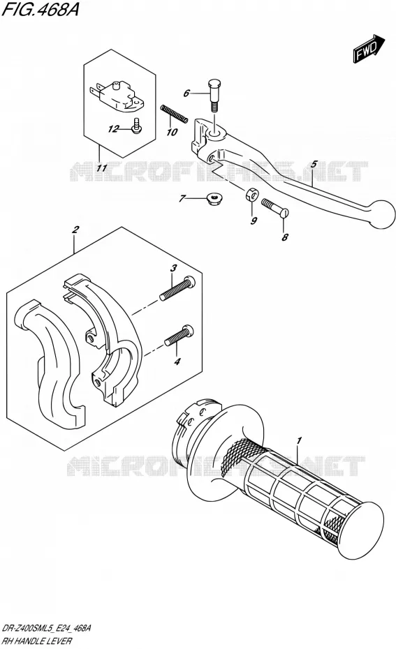RECHTS HANDGRIPS - LEVERS Suzuki MOTO 400 DR-Z 2015  DR-Z400SM L5 (E24)