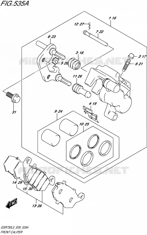 FRONT CALIPER Suzuki MOTO 750 GSR 2015  GSR750 L5 (E09)