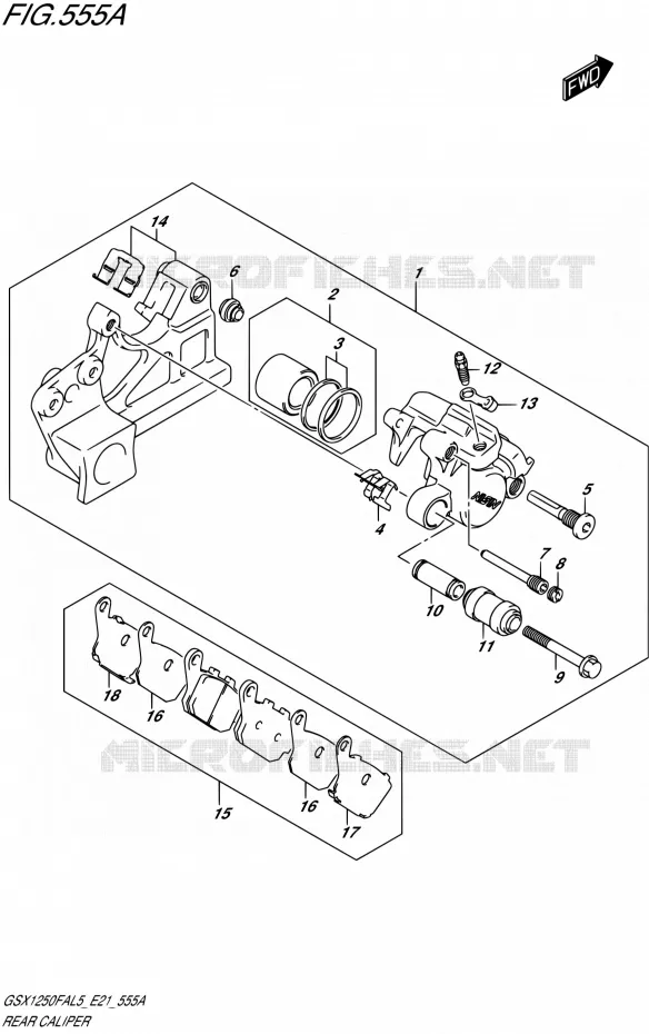 REAR CALIPER Suzuki MOTO 1250 GSX-F 2015  GSX1250FA L5 (E21)