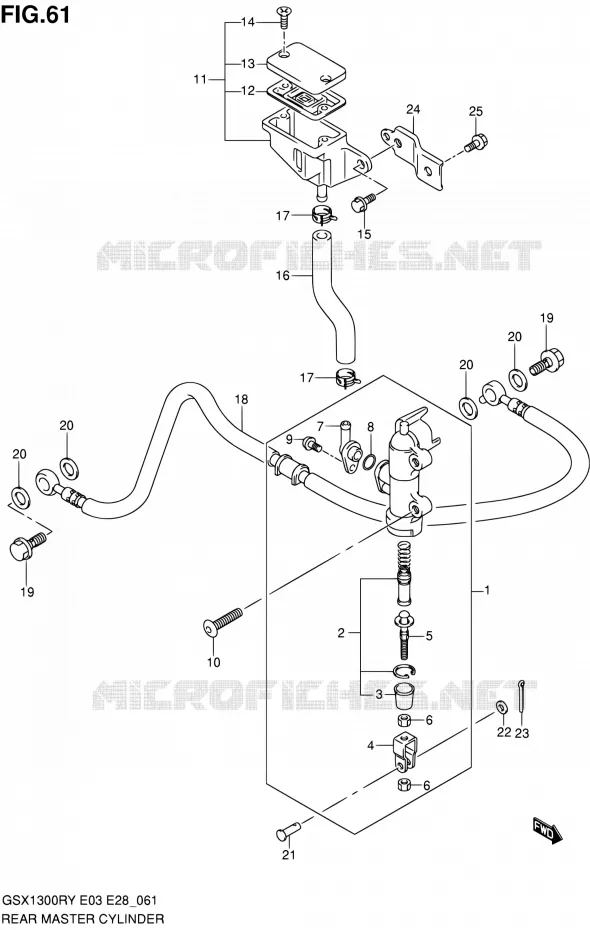 ACHTER HOOFDREMCILINDER (MODELE X/Y/K1/K2) Suzuki MOTO 1300 HAYABUSA 2000  GSX1300R Y (E03,E28,E33)