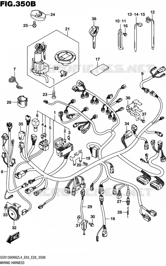 BEDRADING (GSX1300RAZL4 E28) Suzuki MOTO 1300 HAYABUSA 2014  GSX1300RAZ L4 (E03,E28,E33)