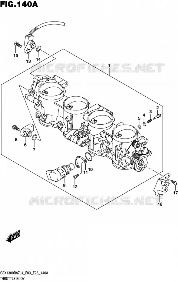 GASKLEPHUIS (GSX1300RAZL4 E03) Suzuki MOTO 1300 HAYABUSA 2014  GSX1300RAZ L4 (E03,E28,E33)