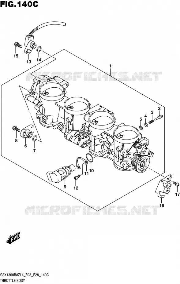 GASKLEPHUIS (GSX1300RAZL4 E33) Suzuki MOTO 1300 HAYABUSA 2014  GSX1300RAZ L4 (E03,E28,E33)