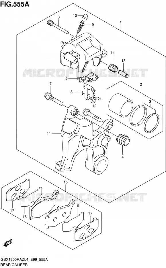 REAR CALIPER Suzuki MOTO 1300 HAYABUSA 2014  GSX1300RAZ L4 (E99)