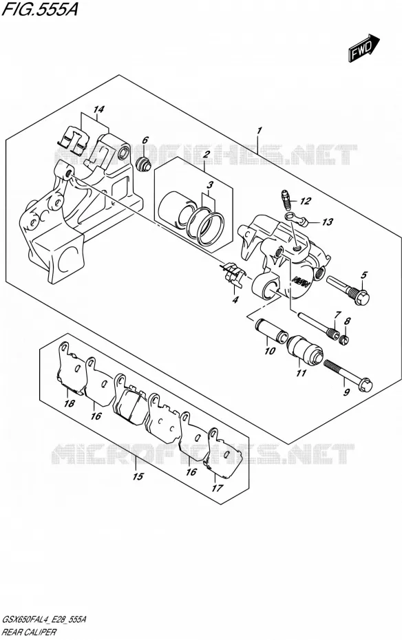 REAR CALIPER Suzuki MOTO 650 GSX-F 2014  GSX650FA L4