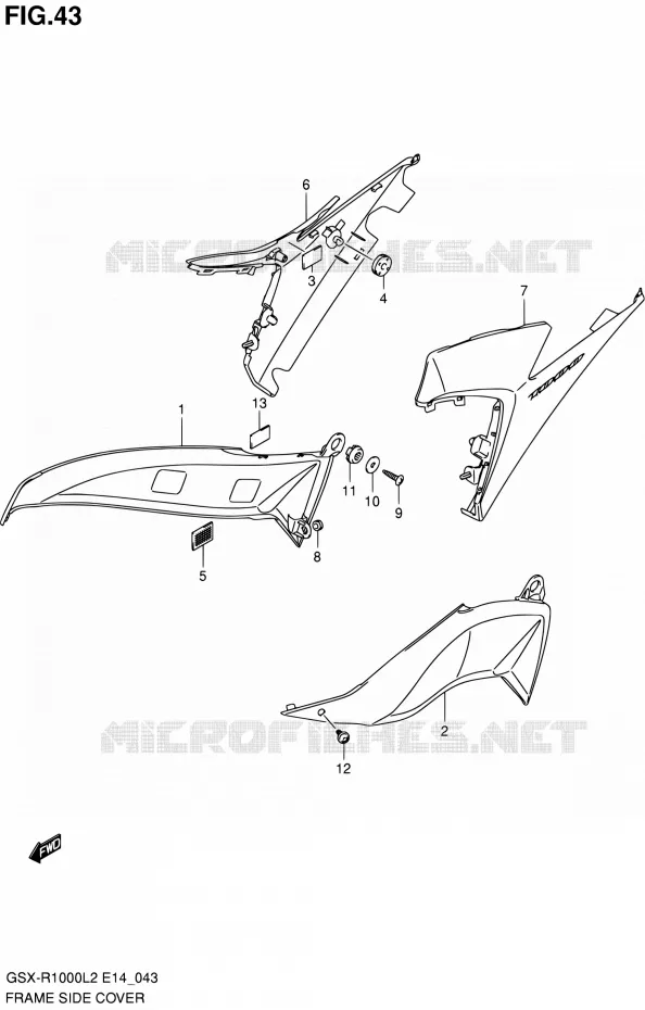 FRAME ZIJKLEP Suzuki MOTO 1000 GSX-R 2012  GSX-R1000 L2 (E14)