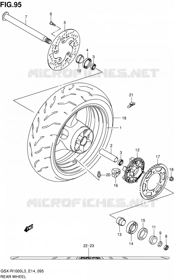 ACHTERWIEL (GSX-R1000ZL3 E14) Suzuki MOTO 1000 GSX-R 2013  GSX-R1000 L3/GSX-R1000Z L3 (E14)