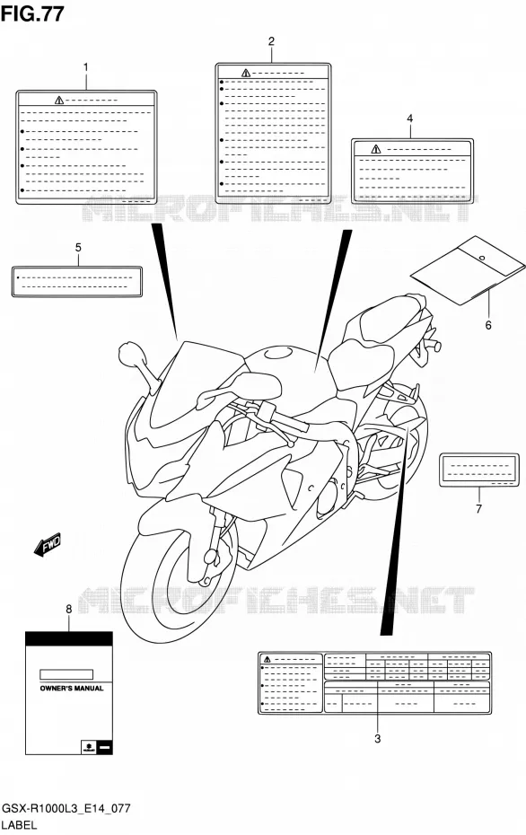 ETIKET (GSX-R1000L3 E14) Suzuki MOTO 1000 GSX-R 2013  GSX-R1000 L3/GSX-R1000Z L3 (E14)