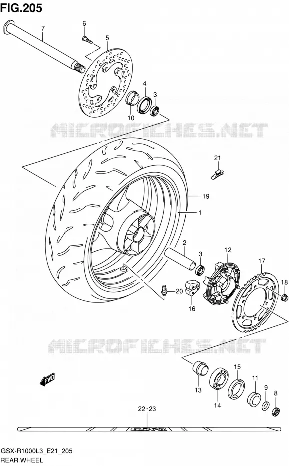 ACHTERWIEL (GSX-R1000ZL3 E21) Suzuki MOTO 1000 GSX-R 2013  GSX-R1000 L3/GSX-R1000Z L3 (E24)