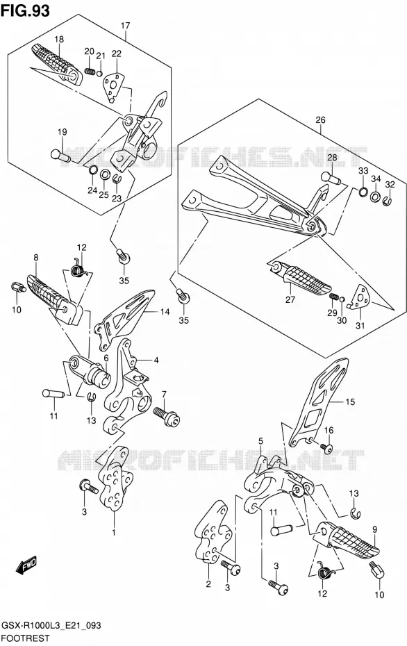 FOOTREST Suzuki MOTO 1000 GSX-R 2013  GSX-R1000 L3/GSX-R1000Z L3 (E24)